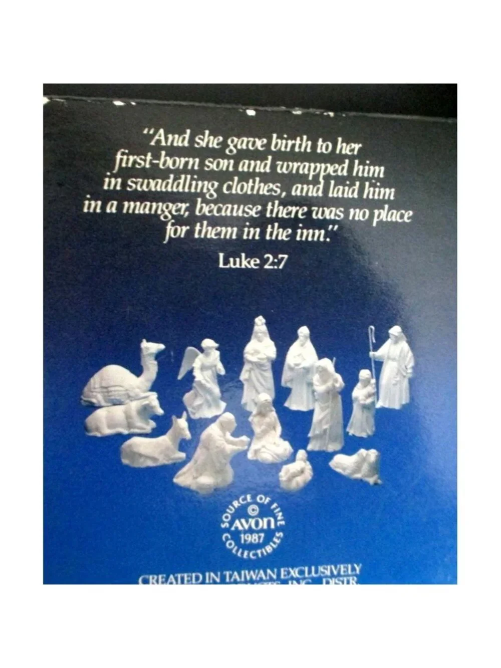 Vintage Avon Nativity Cow Figurine: 1987 Porcelain Bisque, Original Box